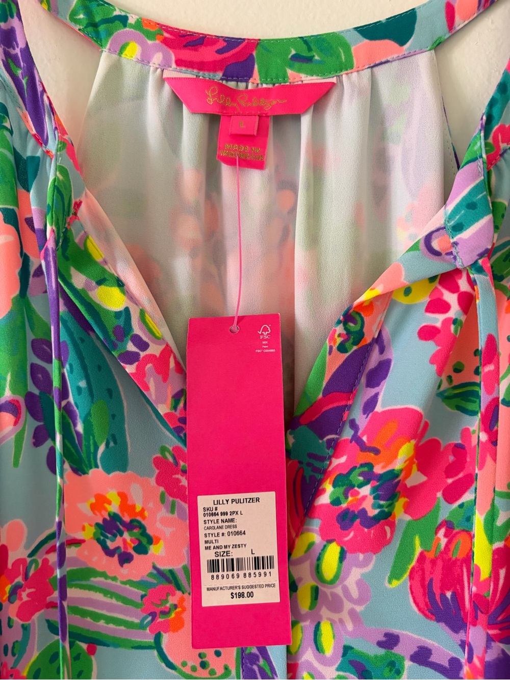 NWT Lilly Pulitzer Carolane Halter Style Dress Me & My Zesty Print Size Large